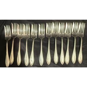 Antique Set of 12 H&T MFG Co Silver Plated Forks